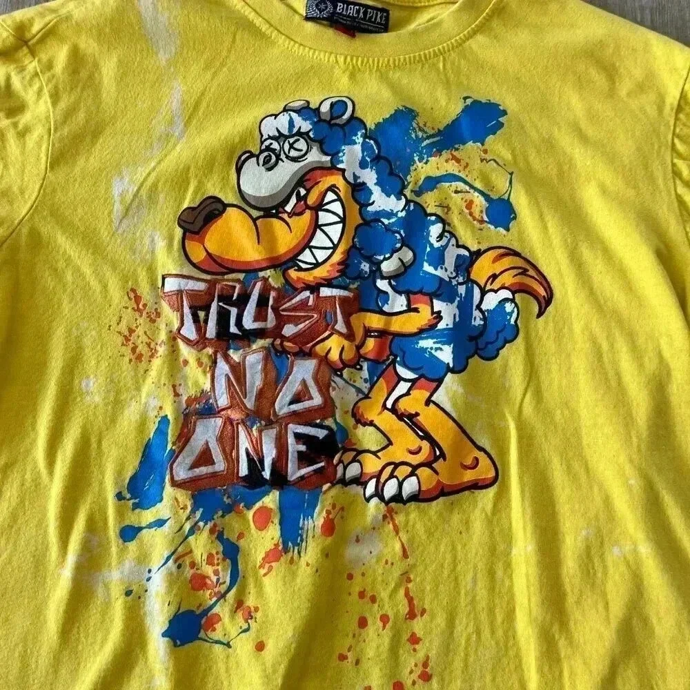 Mens Black Pike Yellow Print Tshirt - XL - Picture 2 of 4